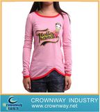 Knitted Cotton Leisure Long Sleeve Women T-Shirt