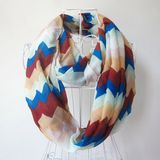 Lady Fashion Wave Printed Polyester Chiffon Infinity Scarf (YKY1099-4)