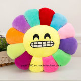 Colorful Plush Stuffed Soft Flowers Cushion with Emoji