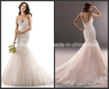 Pink Lace Strapless Bridal Gown Fashion Vestidos Mermaid Bridal Wedding Dress (H13334)