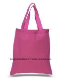 China Factory Produce Custom Logo Printed Pink Cotton Canvas Tote Bag