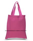 China Factory Produce Custom Logo Printed Pink Cotton Canvas Tote Bag