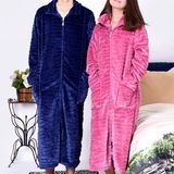 High Quality Flannel Fleece Zipper Women Bathrobe