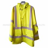 Yellow Safety PU Raincoat for Adult