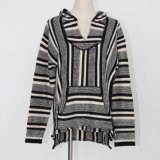 Women's Hoodie Pullover Jacket in Heavy Guage Intarsia Design with Long Sleeves and Pockets