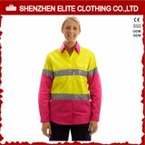 Reflective Tape 100 Cotton Pink Hi Vis Long Sleeve Shirts