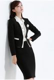 Fashion Design Contrast Fabric Ladies Slim Fit Skirt Suit