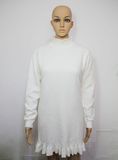 Lady Fashion Cotton Knitted Pullover Ruffle Hem Winter Sweater (YKY2046)