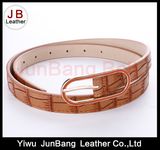 Women's Fashion Crocodile Grain PU Belt