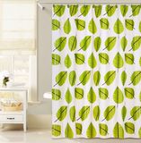 Green Leaf Design PEVA Shower Curtain for Bathroom