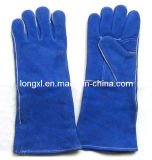 Blue Color Cow Split Leather Work Glove, Leather Welding Gloves