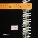 5cm Golden White Stripe Lace, Bar Code Lace Trim, Line Shape Lace Border From Guangzhou Hme873