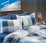 Navy Plaid Printed Polyester Bed Sheet Set