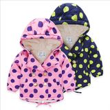 Apparel Girl Children Berber Fleece Coat with Big Polka DOT