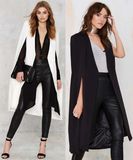 V-Necked Slit Long Sleeves Bat Coat Ladies Coat