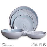 20PCS Ceramic Dinnerware Set with Brown Brush