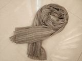 Spring Summer Cotton Linen Jacquard Stripe Woven Long Scarf