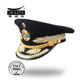 Customized Military Marshal Peaked Cap with Gold Strap and Embroidery