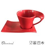 11oz Ceramic Red Mug with Tray