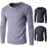 Man's Round Neck Long Sleeve Acrylic Cotton Pullover Sweater