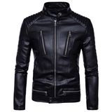 Vintage Style Distressed PU Leather Jacket for Man