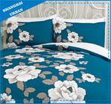 Lake Green Peony Printed Cotton Duvet Cover Set