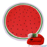 Watermelon Printed Microfiber Round Beach Towel with Tassels