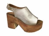 Buckle Strap Sling Ladies Women Gold Peep Toe Wedge Shoes