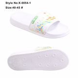 Unisex EVA Sole and Foam Space PU Printed Upper Flat Bathroom Washable Beach Slipper