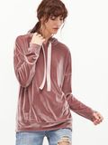 2017 Wholesale Pink Drop Shoulder Zip Slit Side Velvet Hoodies