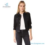 Long Sleeves Denim Jeans Black Women Jackets