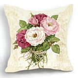 Beautiful Square Camella Design Decor Fabric Cushion W/Filling