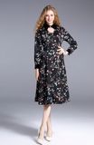 Fashion Vintage Prints with Neck Design for a Large Waist Dress