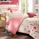 Textile 100% Cotton High Quality Bedding Set for Home/Hotel (Pink&Flower)