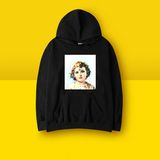 3D Printing Screen Printing Hoodie Black Zipper Hoodies with Draw String