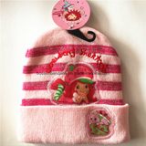 OEM Produce Customized Cartoon Pink Applique Knit Acrylic Children Beanie Hat