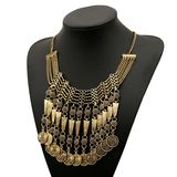 Lovely Coin Woman Vintage Long Bohemian Silver Chain Choker Party Statement Necklaces Pendant