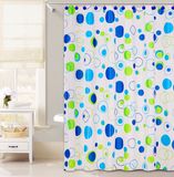 Tricolor Circle Disign PEVA Shower Curtain for Bathroom