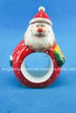 Quality Christmas Decoration Ceramic Santa Red Napkin Rings