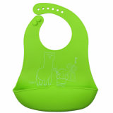 Green Alpaca Wipe-off Dishwashable Silicone Baby Bibs for Unisex