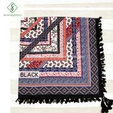 Fashion Twill Cotton Scarf Geometric Printed with Tassel Square Shawl