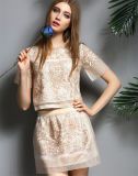 European Fashion Organza Embroidery Two-Piece Dress