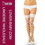 Wholesale Fishnet Nylon and Lace Stocking (L92238-1)