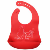 Red Alpaca Graphic Quick Dry Baby Wear Silicone Baby Bibs