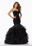 2017 Beaded Black Ruffle Organza Evening Dresses Wm1702