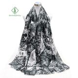 Fashion Thick Satin Printing Customized Sunscreen Lady Scarf Shawl Factory