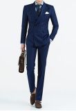 Man Double-Breasted Suits Navy Woolen Suit