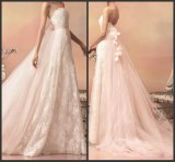 Empire Waist Wedding Gown Lace Tulle Flowers Bridal Wedding Dress (SD162)
