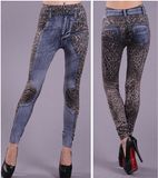 Hot Sale Seamless Leopard Print Denim Leggings (20232)