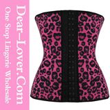 2015 Rosy Leopard Latex Waist Training Underbust Corsets